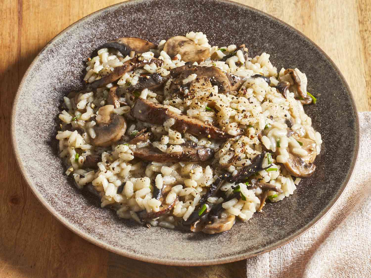 Wild mushroom risotto, plated